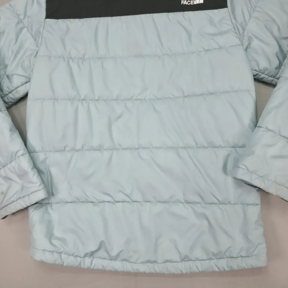 The North Face Youth L/G 14 16 Puffer Jacket Blue Black Insulated Coat